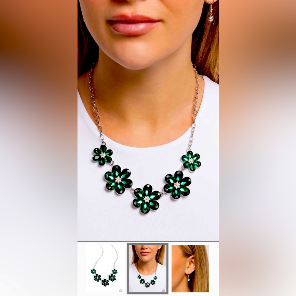 🟢🍀🟢 “WHIMSICAL WAY” GREEN NECKLACE WITH FREE EARRINGS ~ PAPARAZZI❗️🟢🍀🟢 - Picture 6 of 7